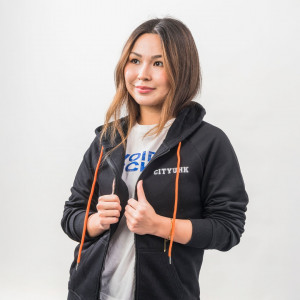 Black Zip-up Hoodie (Orange String)