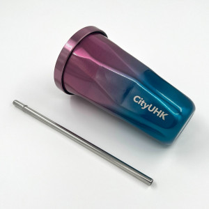Stainless Steel Tumbler with Straw (Violet)
