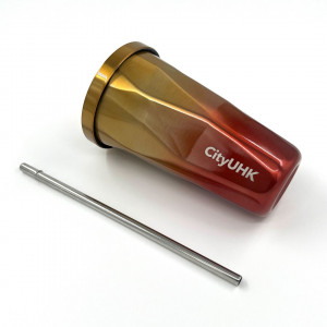 Stainless Steel Tumbler with Straw (Orange)