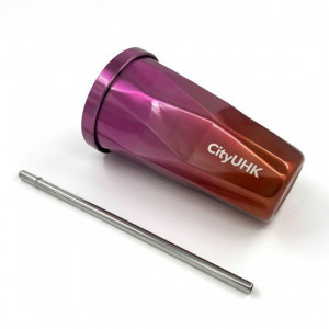 Stainless Steel Tumbler with Straw (Violet)