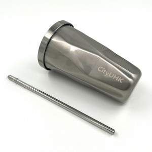 Stainless Steel Tumbler with Straw (Silver)