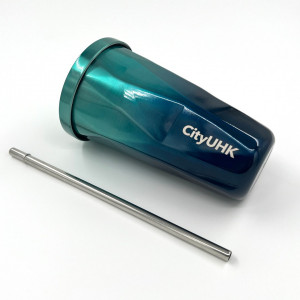 Stainless Steel Tumbler with Straw (Blue)