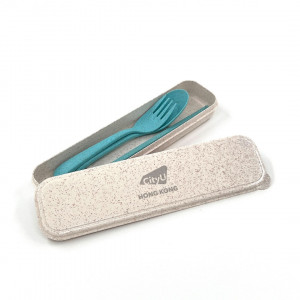 Cutlery set with box (Green)