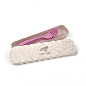 Cutlery set with box (Pink)